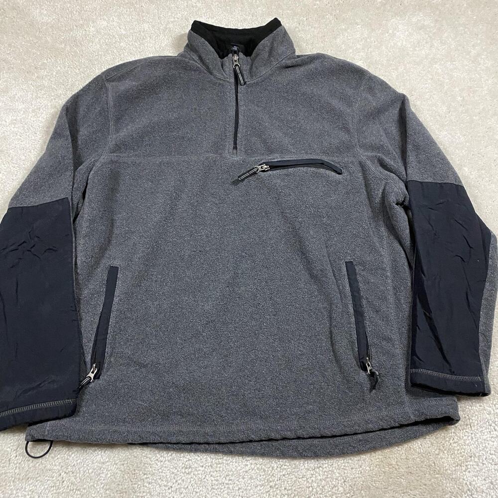 VTG Gap Jacket Mens 2XL Gray Fleece Lined 1/4 Zip Pullover Windbreaker Outdoor